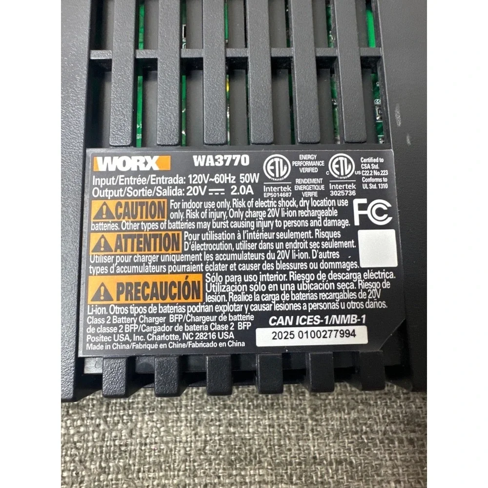 Worx WA3770 20V Dual Port Battery Charger For Power Tools
